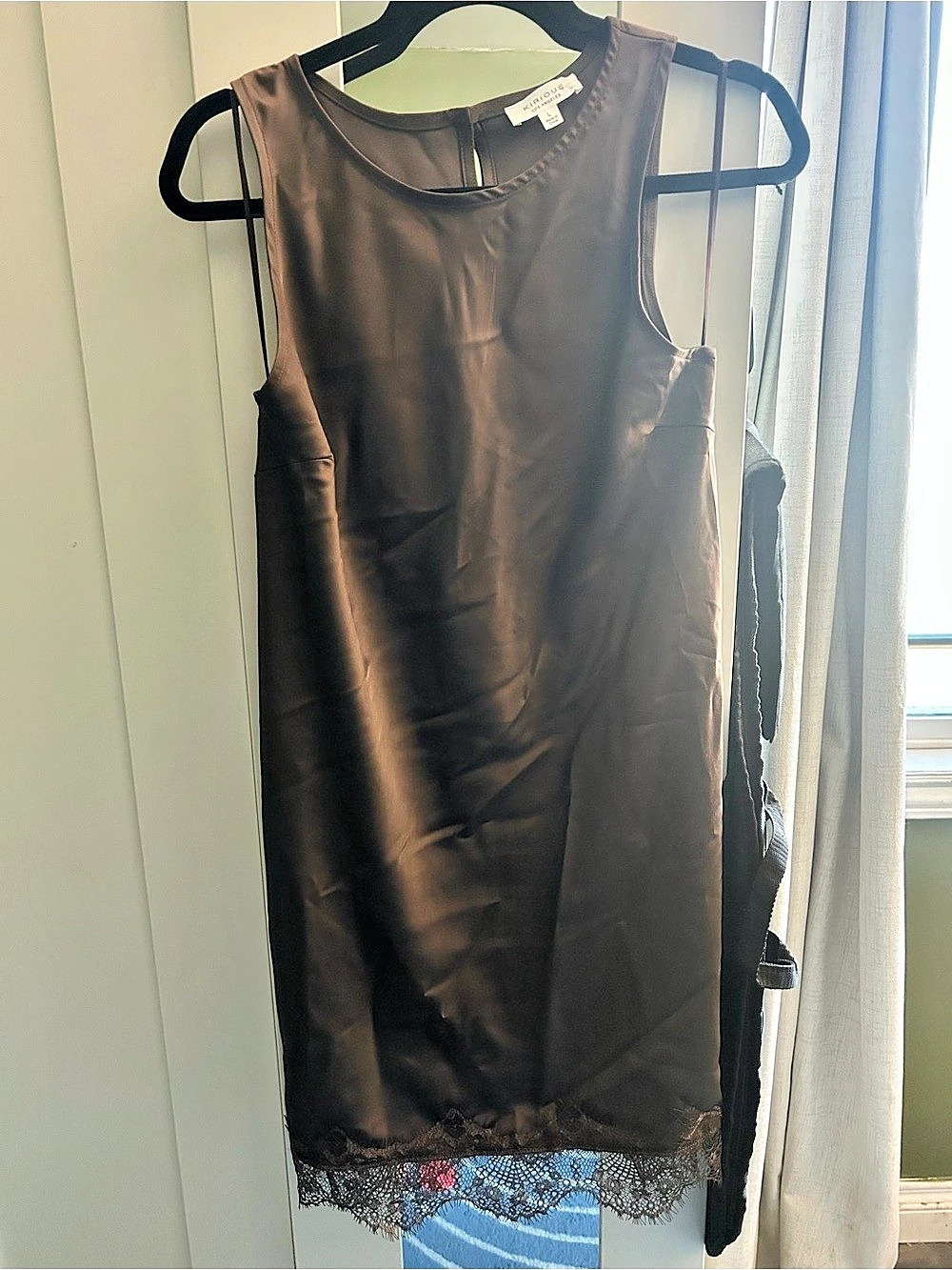 KIRIAUS Brown Lace Trim Mini Dress